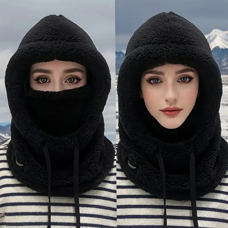 Thermal Fleece Balaclava Ski Hood with Face Cover